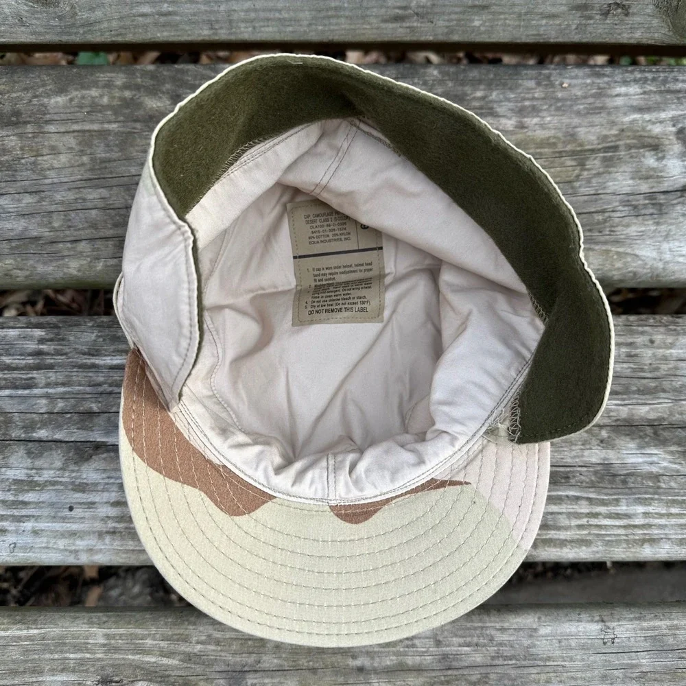 Vintage 1989 US Military USGI 3 Color Desert Camo Patrol Cap‎ Hat Equa 6 7/8